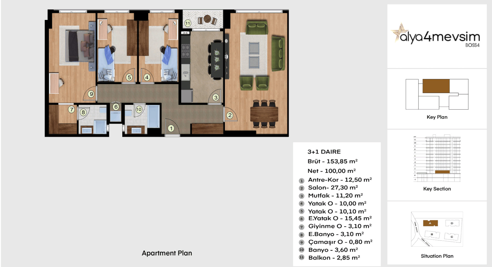 3 Bedroom apartment in Alya 4 Mevsim project