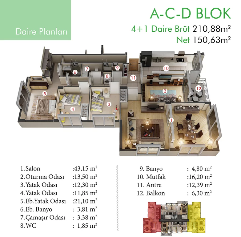 4 Bedroom Flat in Başakşehir Elite Garden