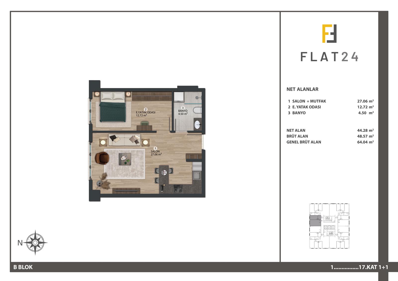 1 Bedroom Flat in Basın Ekspress Flat 24