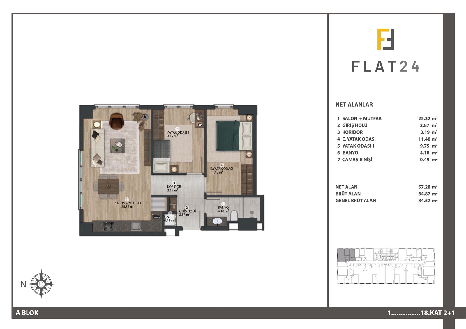 2 Bedroom Flat in Basın Ekspress Flat 24